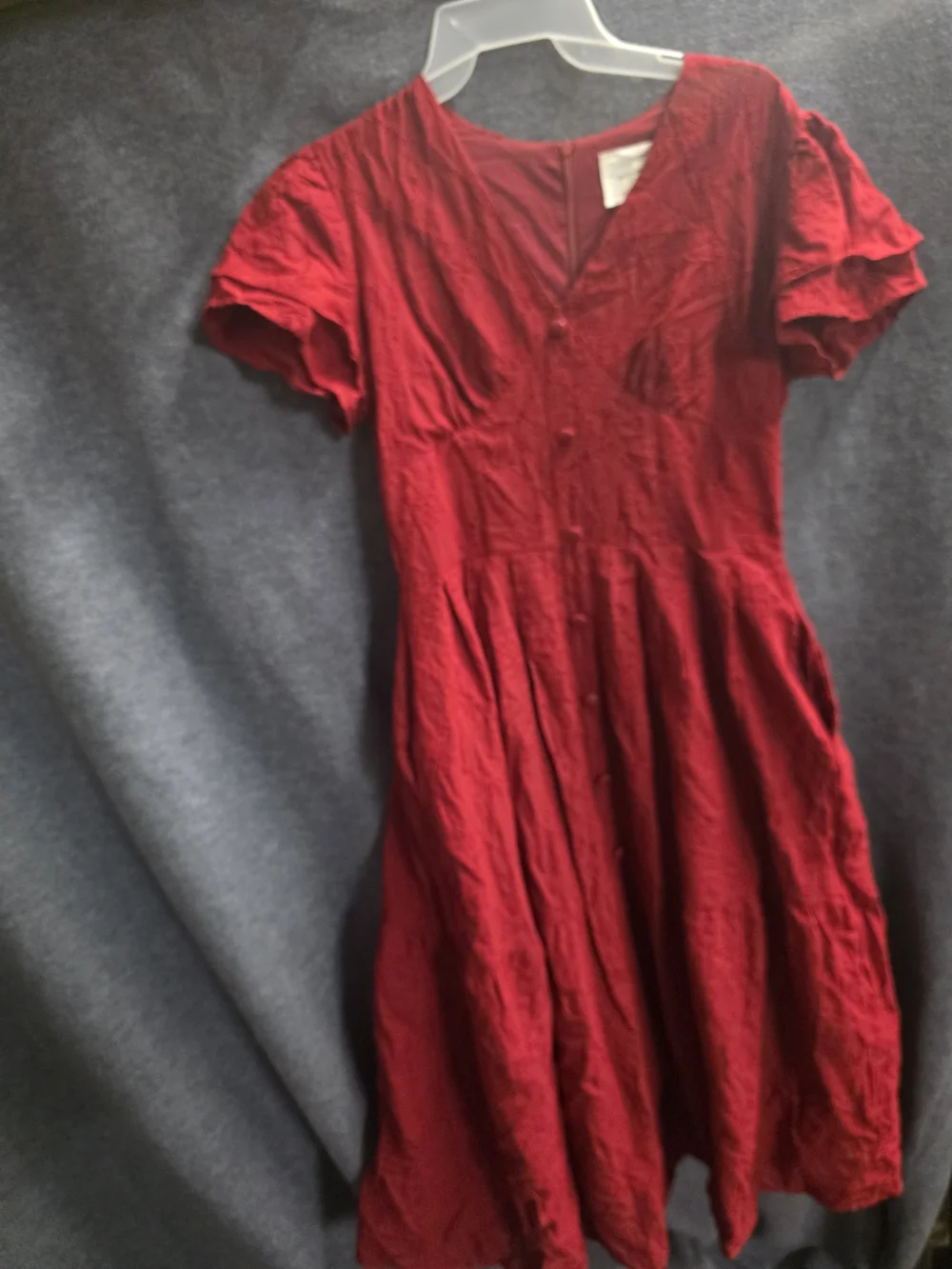 C. Wonder Red V-Neck Button-Front Midi Dress - Picture 4 of 7